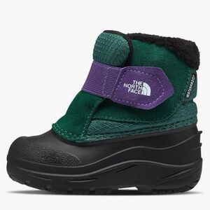 The North Face Green and Black Insulated Boots with Velcro Closure